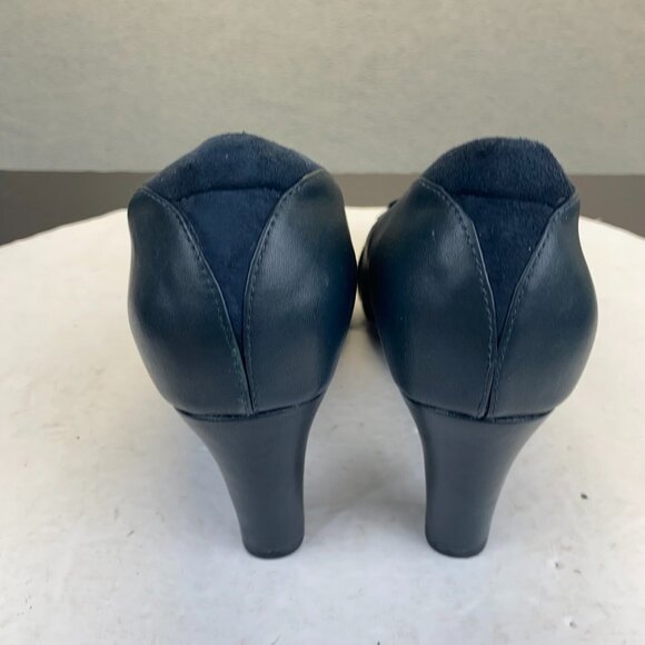 CLARKS Blue Leather Heels Pumps Women's Size 9.5M,Preppy - Picture 7 of 14